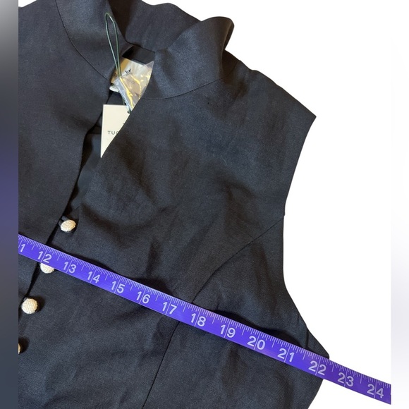 Tuckernuck Leighton Midi Dress Sleeveless Linen Blend Black Mandarin Collar XXL - Picture 16 of 17